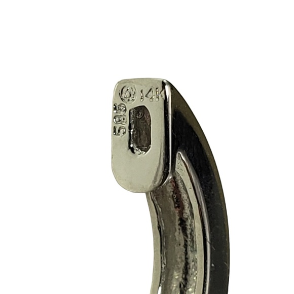 14 Karat White Gold and Diamond Hoop Earrings #16103 - Picture 6 of 9